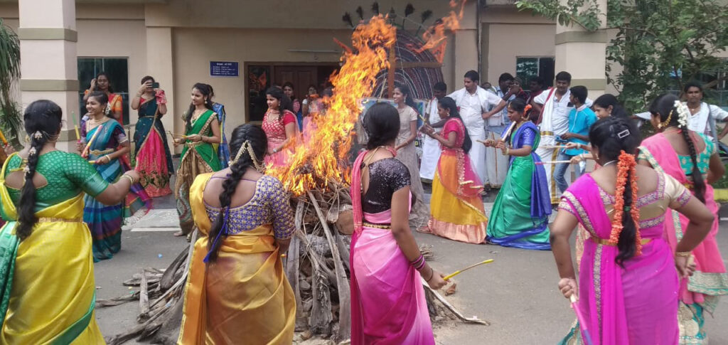 Students celebrates Bhogi festival